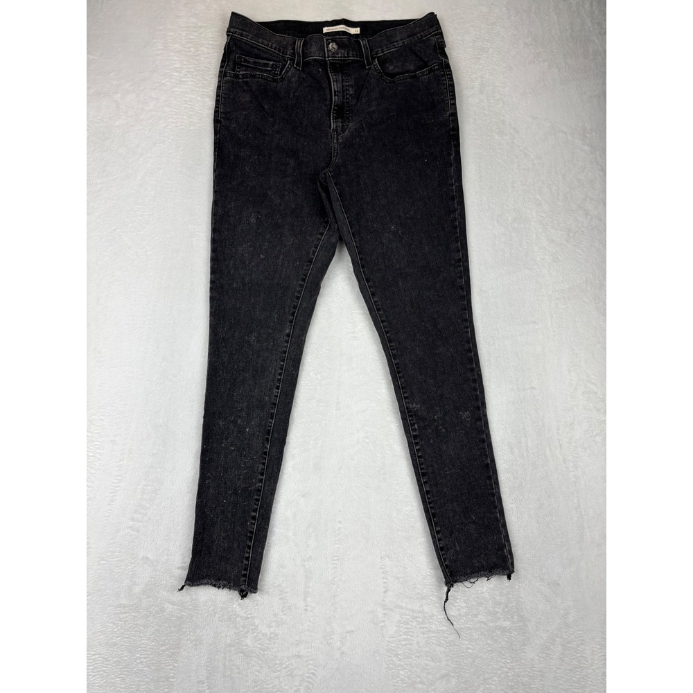 Levis 720 Women's 31 High Rise Jeans Skinny's Fuzzy Black Faded Raw Hem